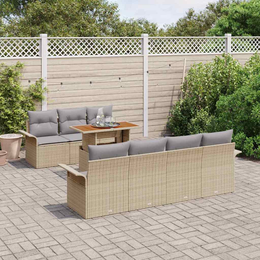Tuin Sofa Set met opslag 8 pcs Beige Poly riet is nu te koop bij PeponiXL, paradijselijk wonen!