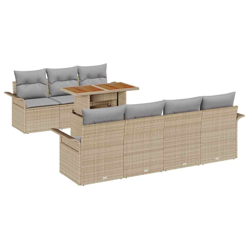 Tuin Sofa Set met opslag 8 pcs Beige Poly riet is nu te koop bij PeponiXL, paradijselijk wonen!