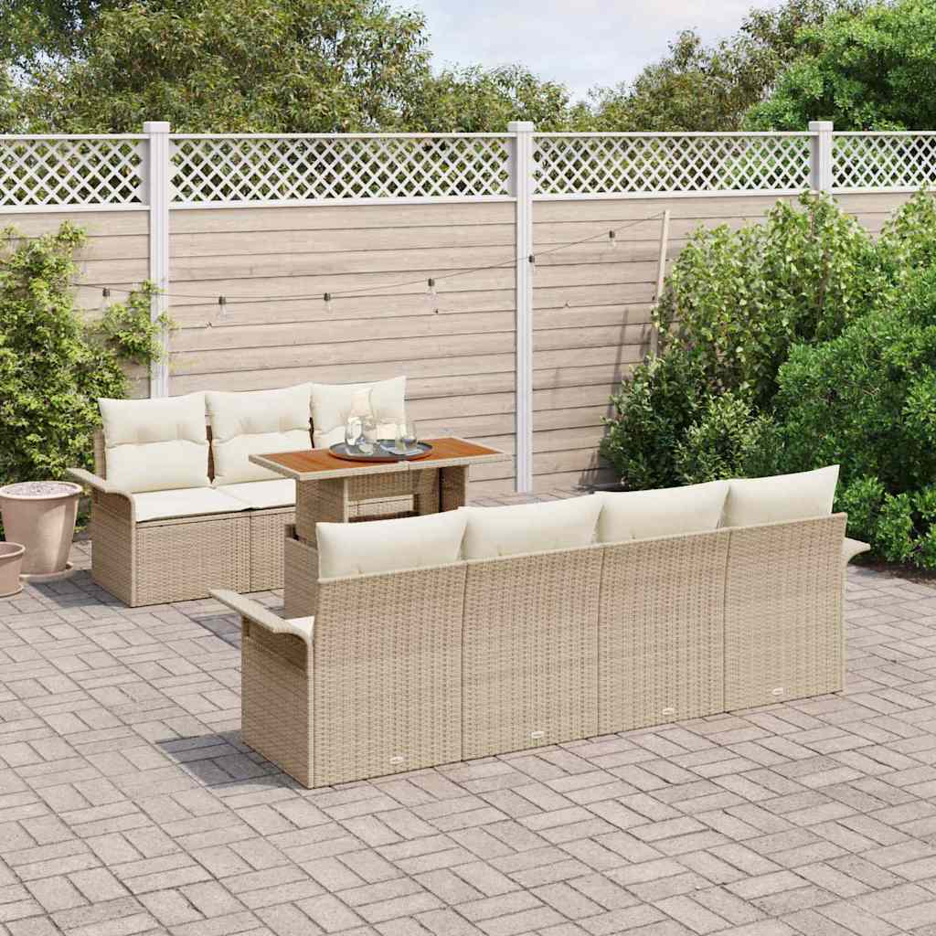 Tuin Sofa Set met opslag 8 pcs Beige Poly riet is nu te koop bij PeponiXL, paradijselijk wonen!