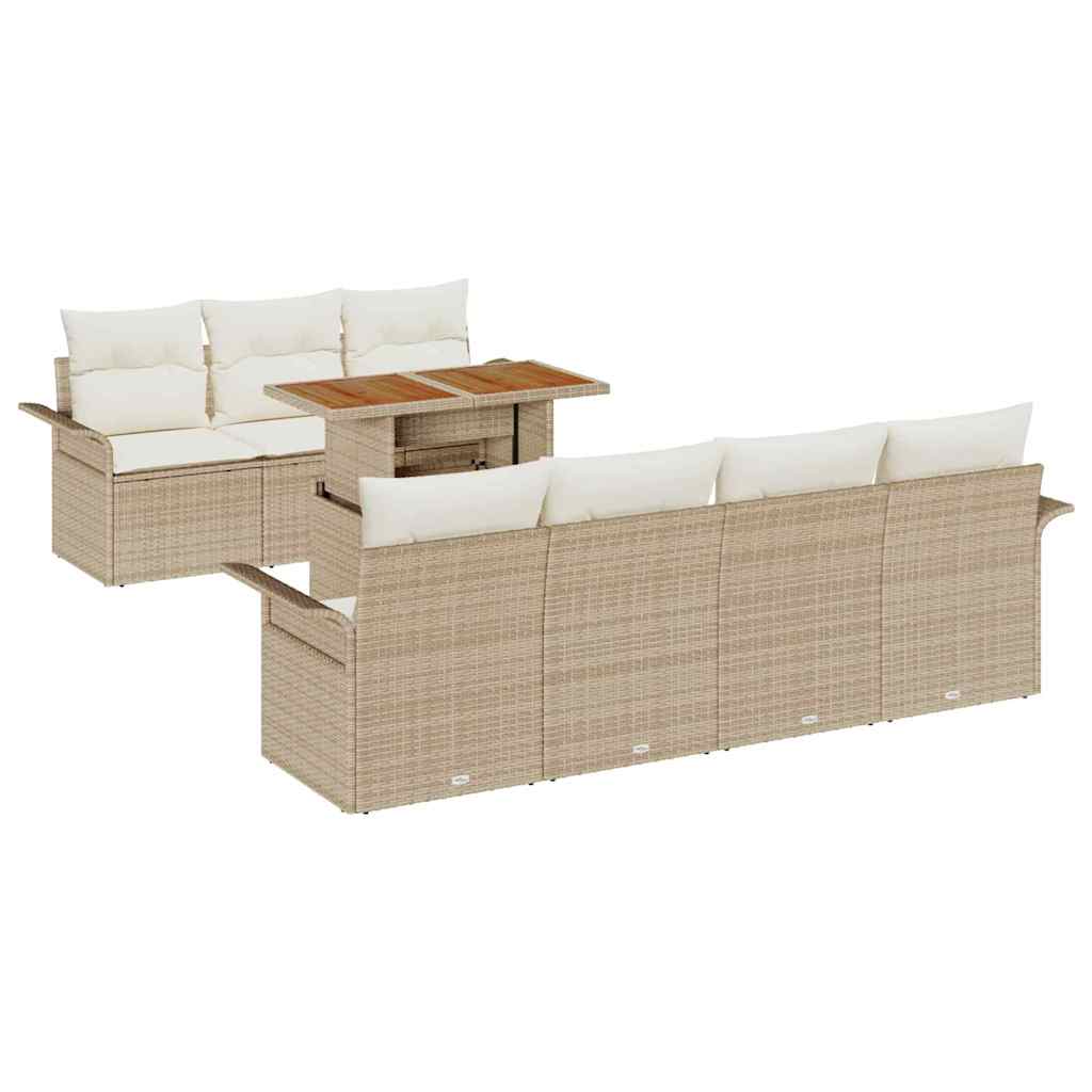 Tuin Sofa Set met opslag 8 pcs Beige Poly riet is nu te koop bij PeponiXL, paradijselijk wonen!
