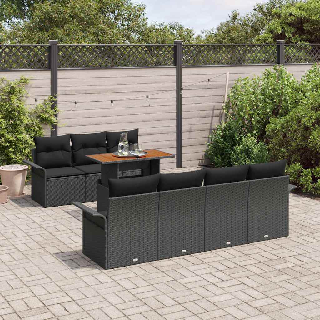 Tuin Sofa Set met opslag 8 pcs Zwart Poly riet is nu te koop bij PeponiXL, paradijselijk wonen!