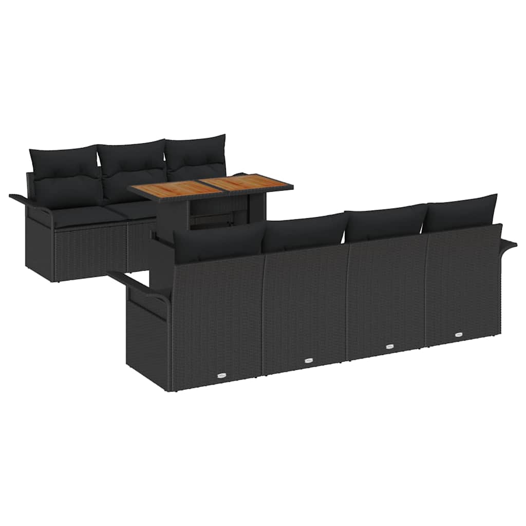 Tuin Sofa Set met opslag 8 pcs Zwart Poly riet is nu te koop bij PeponiXL, paradijselijk wonen!