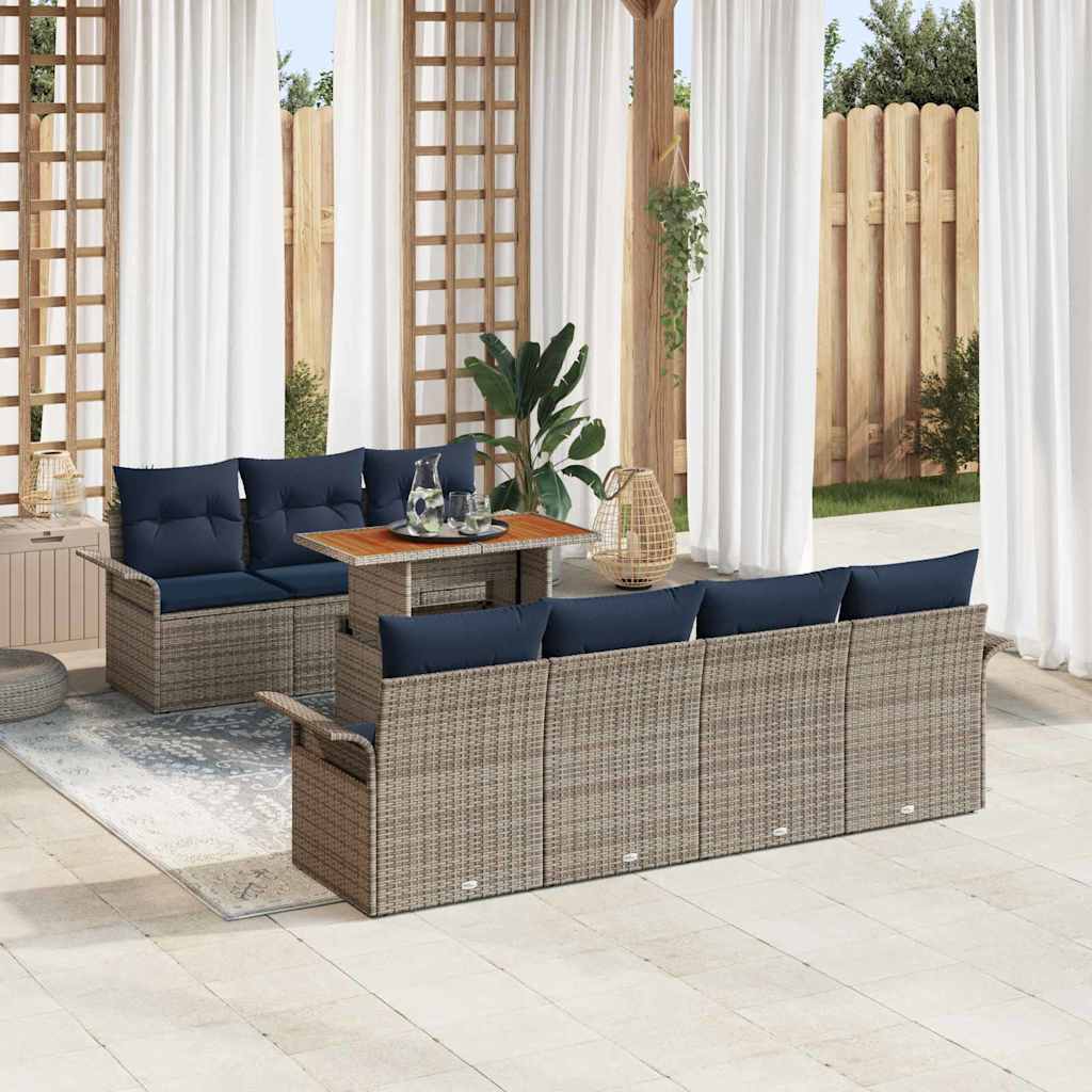 Tuin Sofa Set met opslag 8 pcs Grijs Poly riet is nu te koop bij PeponiXL, paradijselijk wonen!
