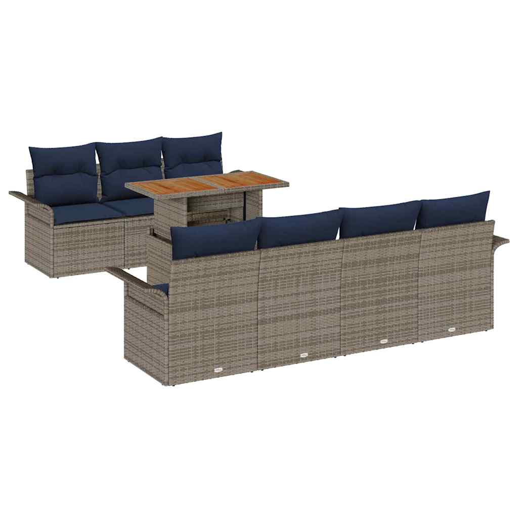 Tuin Sofa Set met opslag 8 pcs Grijs Poly riet is nu te koop bij PeponiXL, paradijselijk wonen!