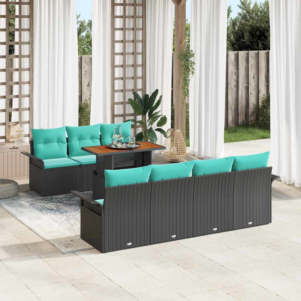 Tuin Sofa Set met opslag 8 pcs Zwart Poly riet is nu te koop bij PeponiXL, paradijselijk wonen!