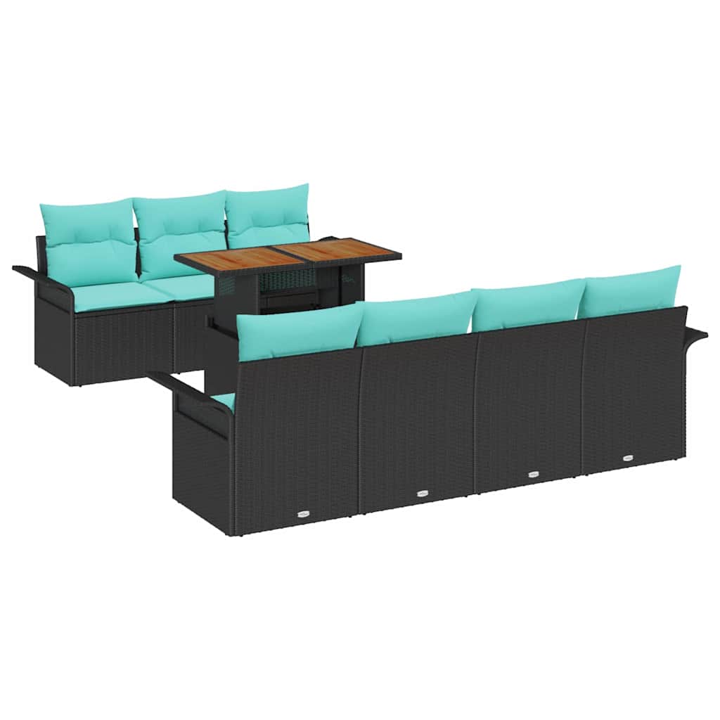 Tuin Sofa Set met opslag 8 pcs Zwart Poly riet is nu te koop bij PeponiXL, paradijselijk wonen!