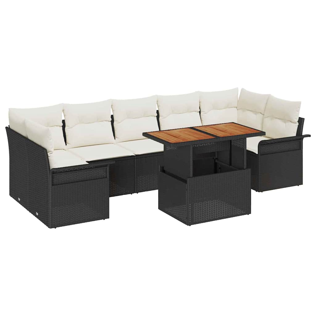 Tuin Sofa Set met opslag 8 pcs Zwart Poly riet is nu te koop bij PeponiXL, paradijselijk wonen!