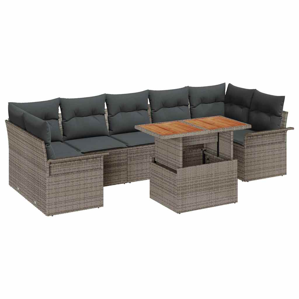 Tuin Sofa Set met opslag 8 pcs Grijs Poly riet is nu te koop bij PeponiXL, paradijselijk wonen!