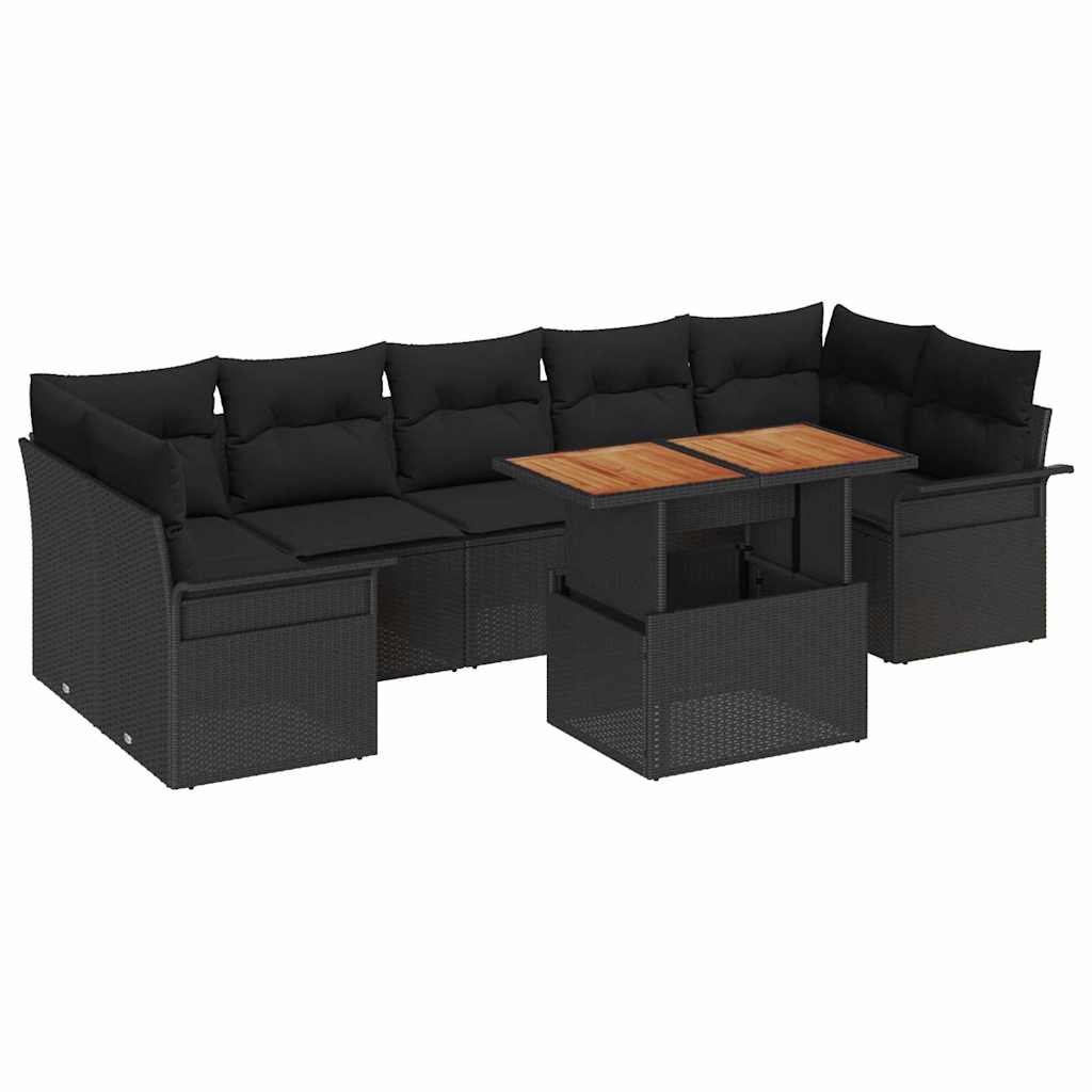 Tuin Sofa Set met opslag 8 pcs Zwart Poly riet is nu te koop bij PeponiXL, paradijselijk wonen!