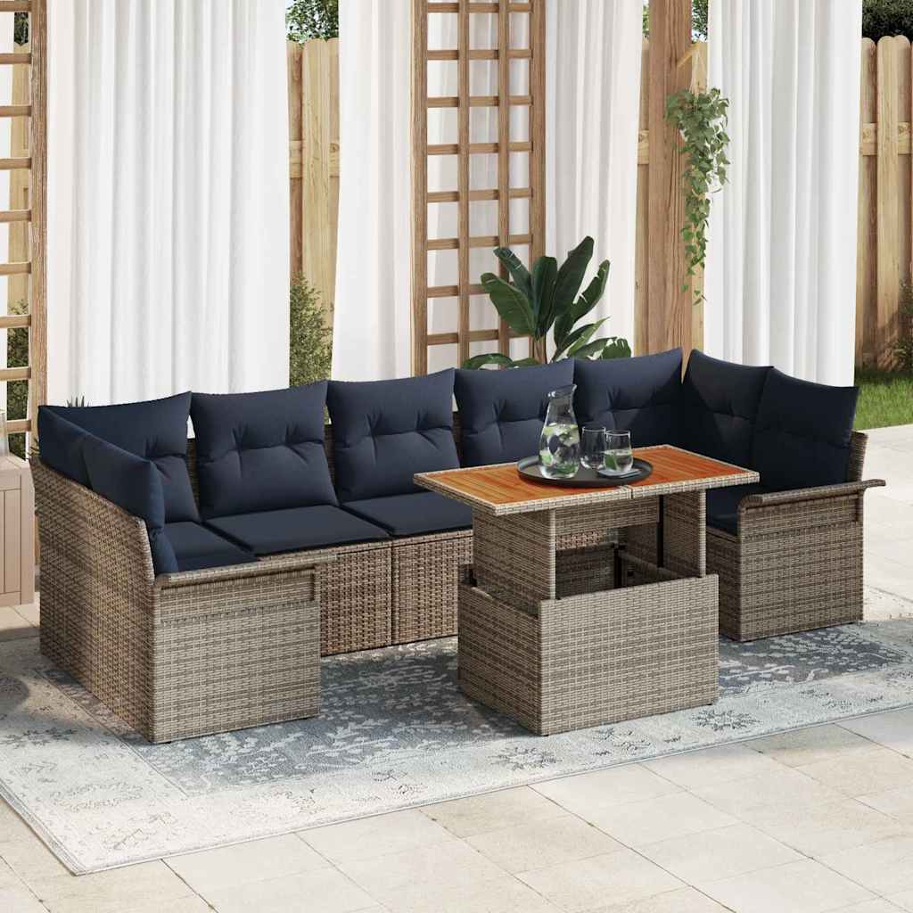 Tuin Sofa Set met opslag 8 pcs Grijs Poly riet is nu te koop bij PeponiXL, paradijselijk wonen!