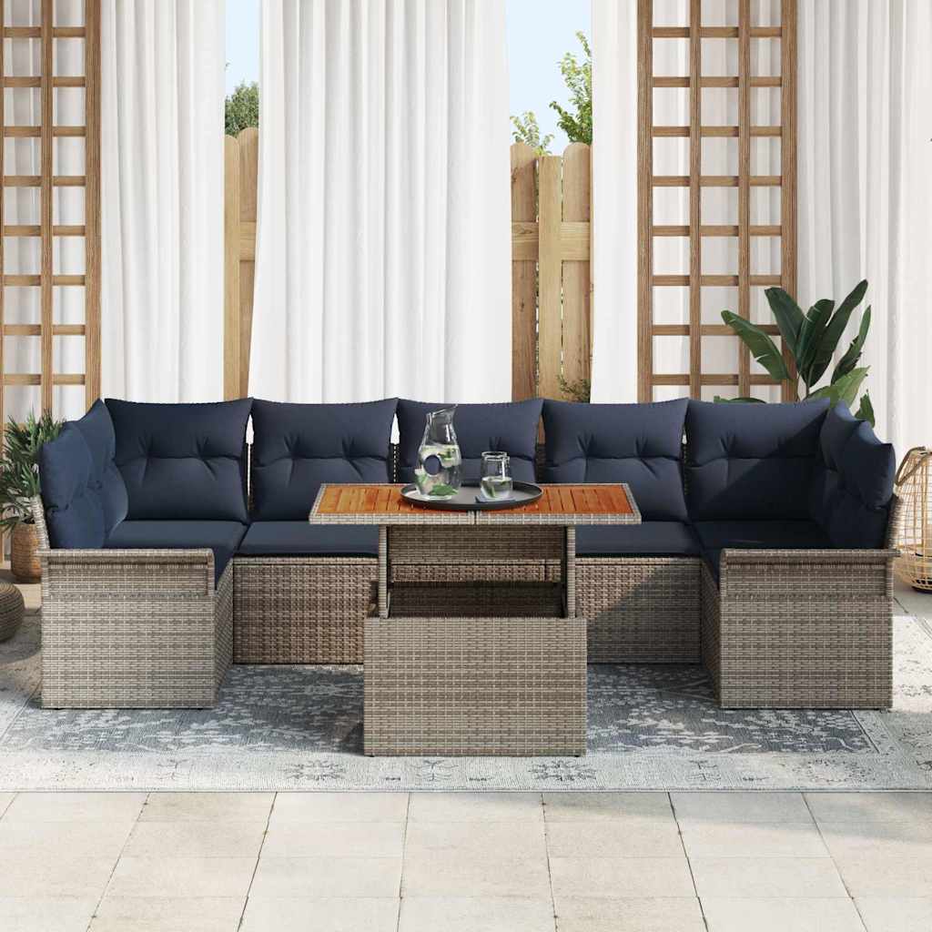 Tuin Sofa Set met opslag 8 pcs Grijs Poly riet is nu te koop bij PeponiXL, paradijselijk wonen!
