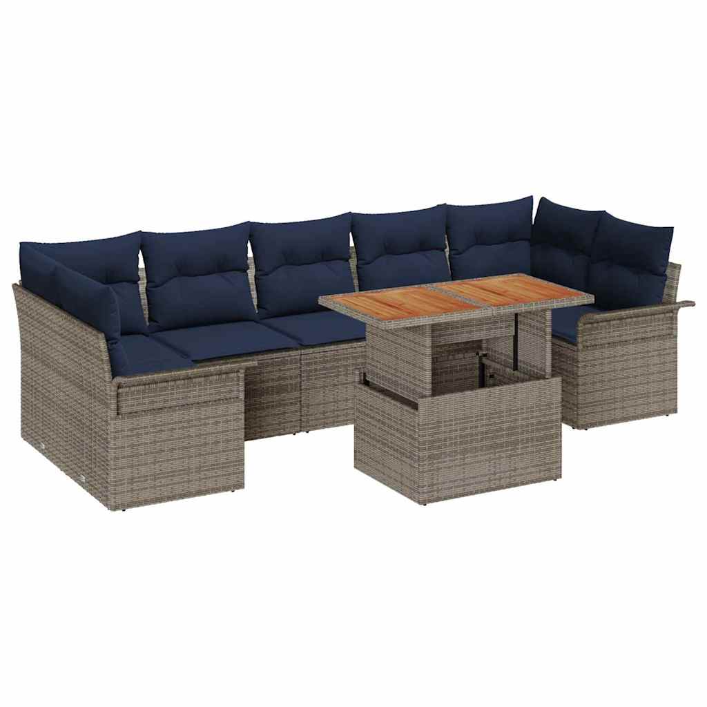 Tuin Sofa Set met opslag 8 pcs Grijs Poly riet is nu te koop bij PeponiXL, paradijselijk wonen!