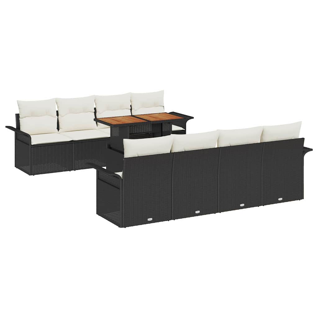 Tuin Sofa Set met opslag 9 pcs Zwart Poly riet is nu te koop bij PeponiXL, paradijselijk wonen!