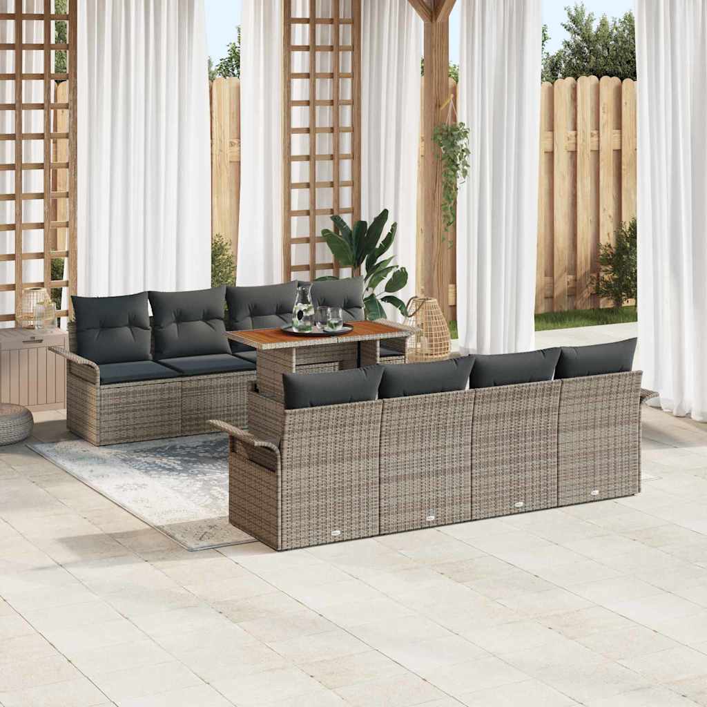 Tuin Sofa Set met opslag 9 pcs Grijs Poly riet is nu te koop bij PeponiXL, paradijselijk wonen!