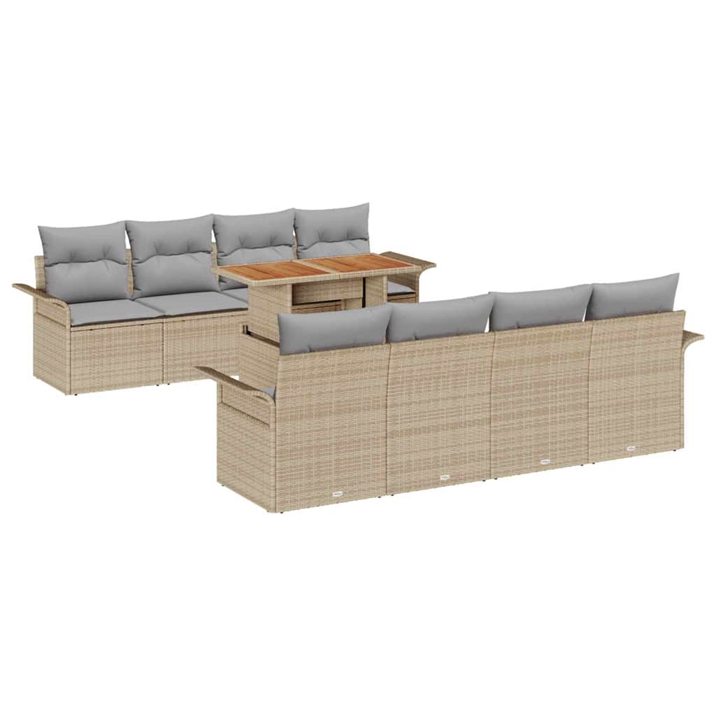 Tuin Sofa Set met opslag 9 pcs Beige Poly riet is nu te koop bij PeponiXL, paradijselijk wonen!
