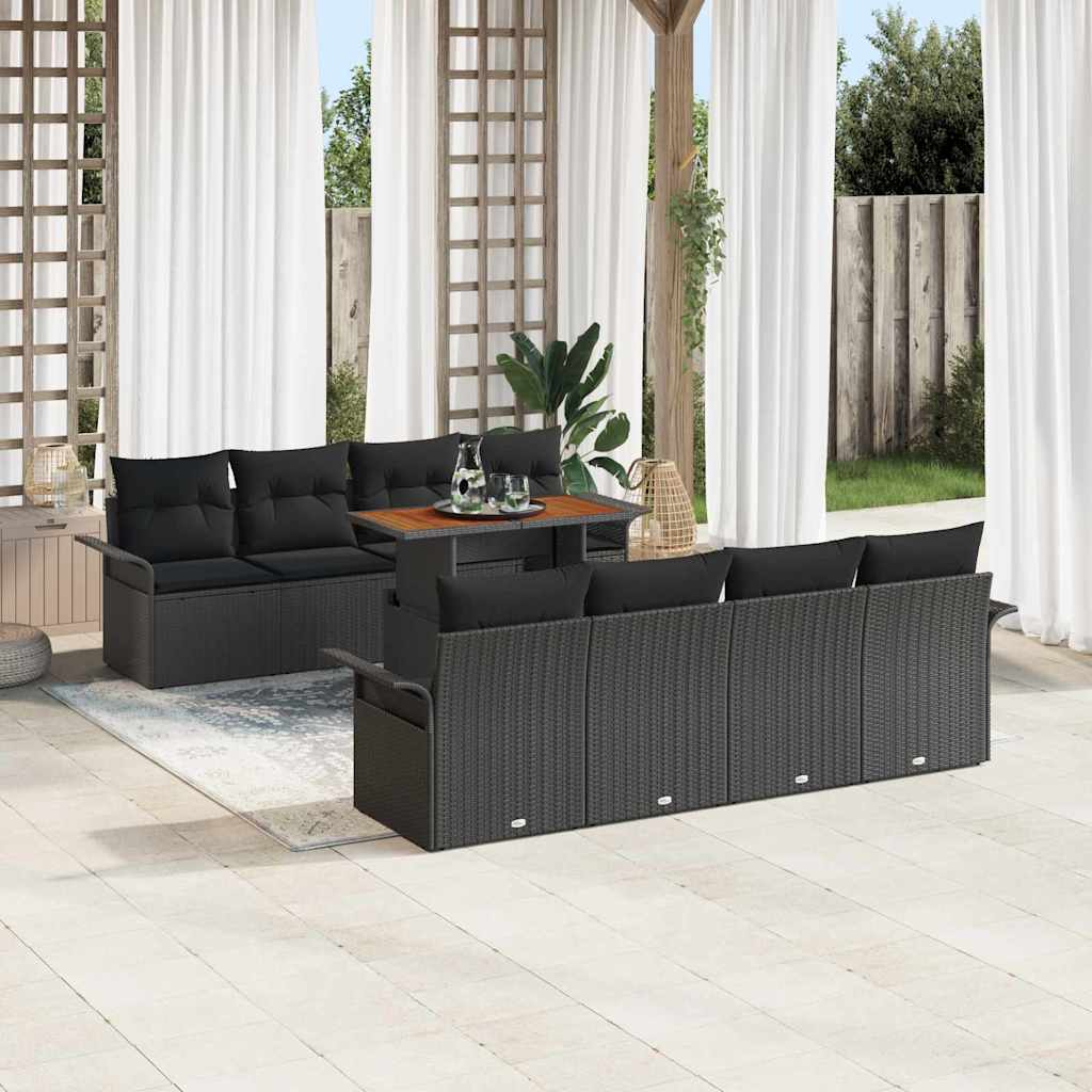 Tuin Sofa Set met opslag 9 pcs Zwart Poly riet is nu te koop bij PeponiXL, paradijselijk wonen!