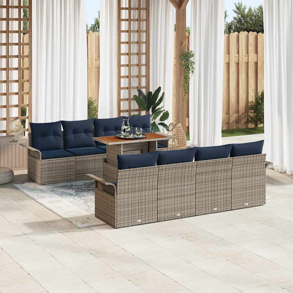 Tuin Sofa Set met opslag 9 pcs Grijs Poly riet is nu te koop bij PeponiXL, paradijselijk wonen!