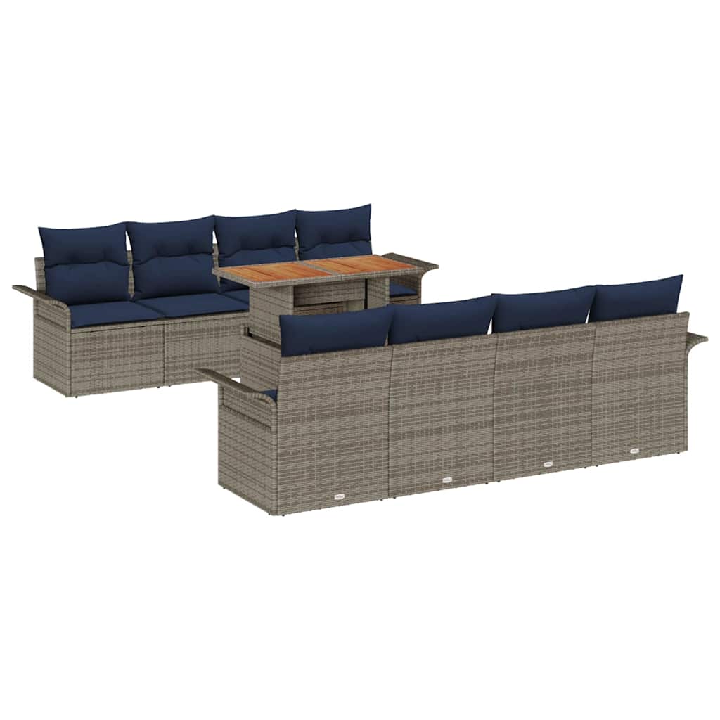 Tuin Sofa Set met opslag 9 pcs Grijs Poly riet is nu te koop bij PeponiXL, paradijselijk wonen!