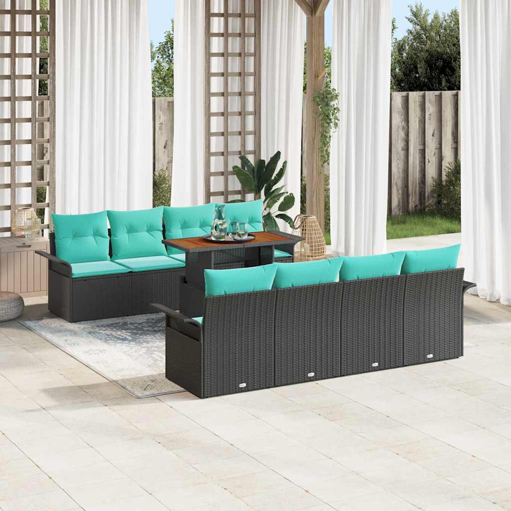 Tuin Sofa Set met opslag 9 pcs Zwart Poly riet is nu te koop bij PeponiXL, paradijselijk wonen!