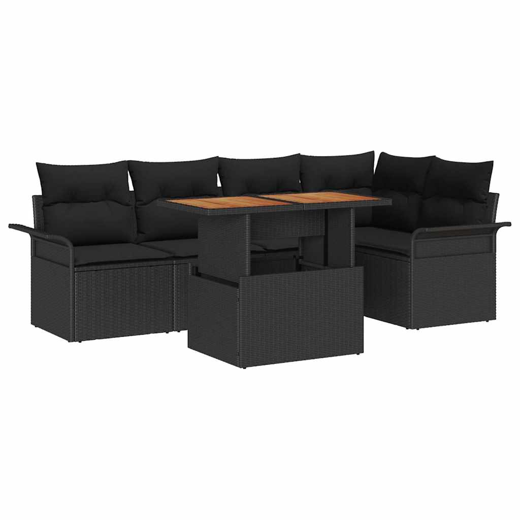 Tuin Sofa Set met opslag 6 pcs Zwart Poly riet is nu te koop bij PeponiXL, paradijselijk wonen!