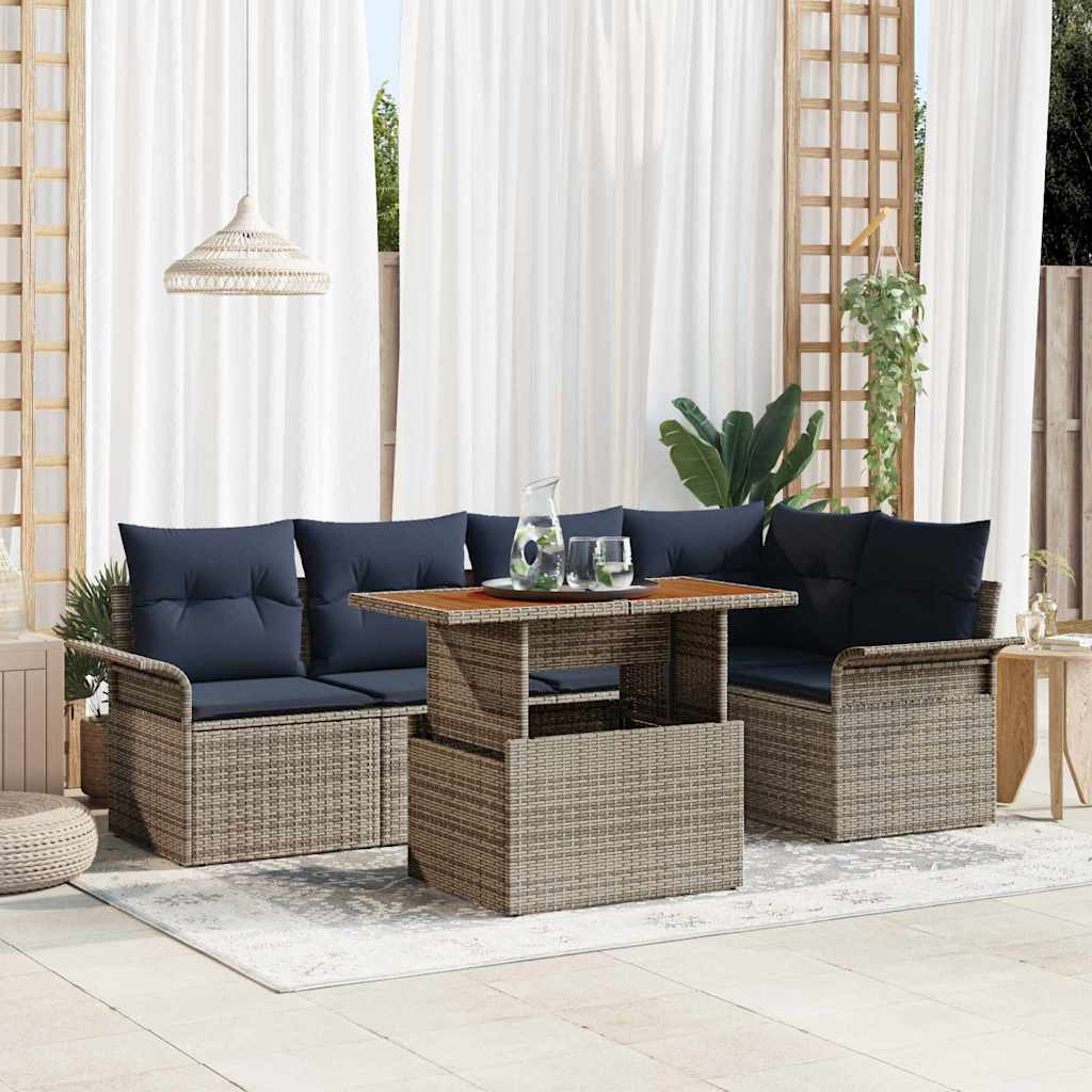 Tuin Sofa Set met opslag 6 pcs Grijs Poly riet is nu te koop bij PeponiXL, paradijselijk wonen!
