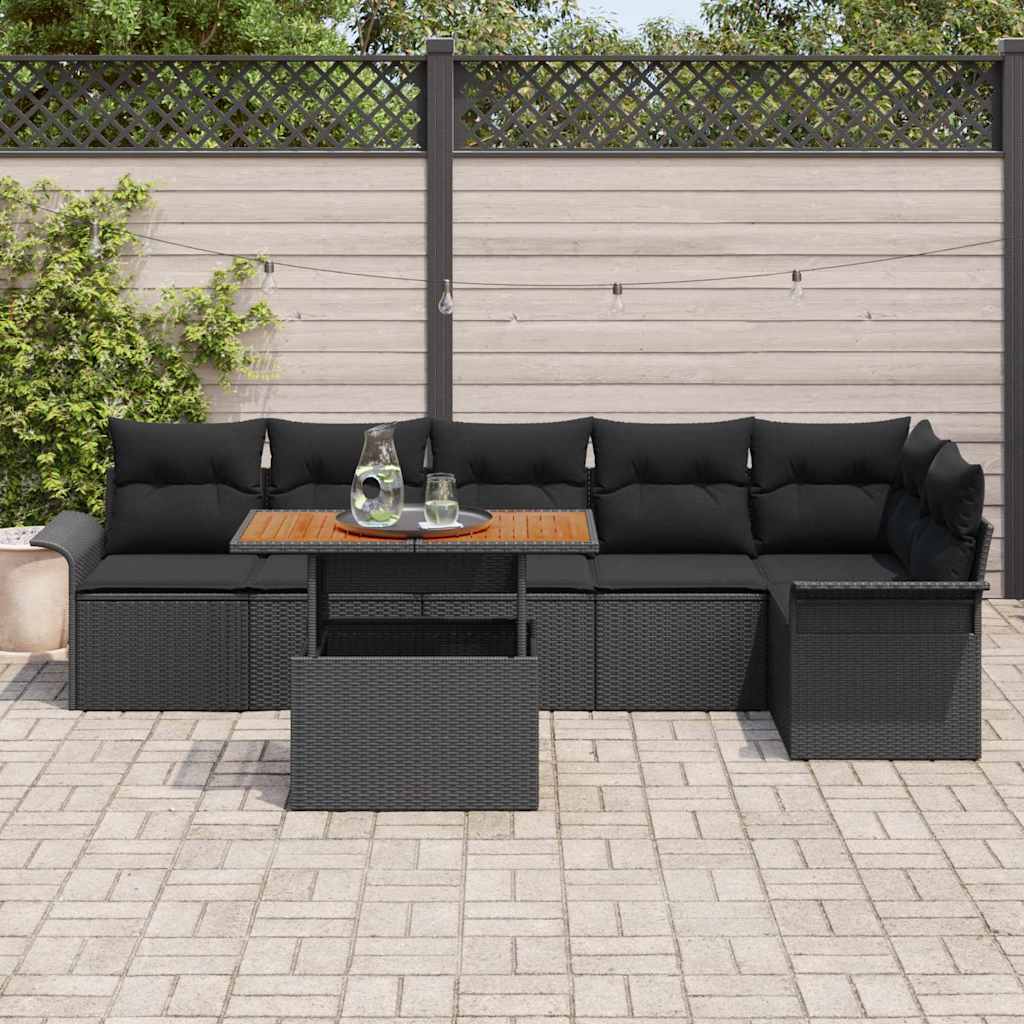 Tuin Sofa Set met opslag 7 pcs Zwart Poly riet is nu te koop bij PeponiXL, paradijselijk wonen!