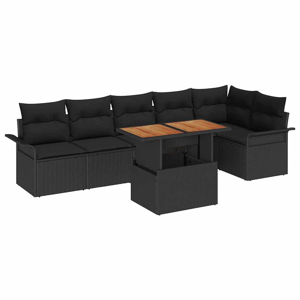 Tuin Sofa Set met opslag 7 pcs Zwart Poly riet is nu te koop bij PeponiXL, paradijselijk wonen!