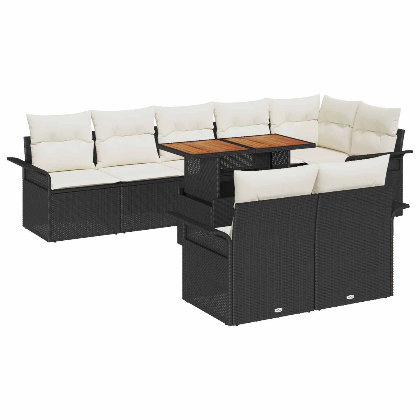 Tuin Sofa Set met opslag 9 pcs Zwart Poly riet is nu te koop bij PeponiXL, paradijselijk wonen!