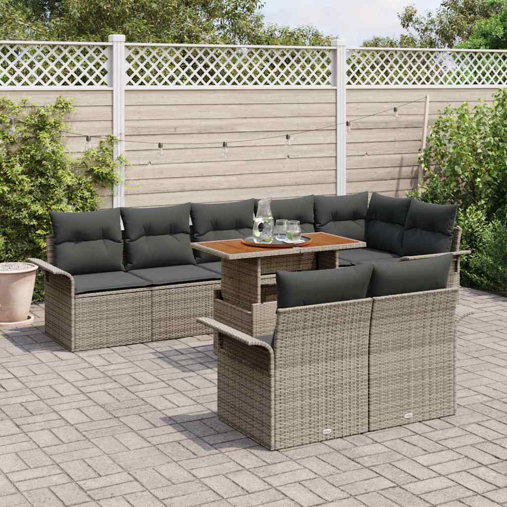 Tuin Sofa Set met opslag 9 pcs Grijs Poly riet is nu te koop bij PeponiXL, paradijselijk wonen!