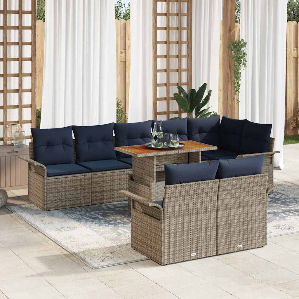 Tuin Sofa Set met opslag 9 pcs Grijs Poly riet is nu te koop bij PeponiXL, paradijselijk wonen!