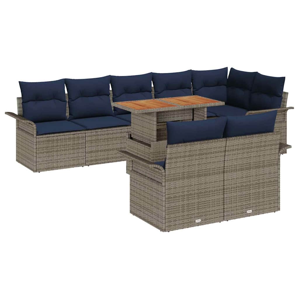 Tuin Sofa Set met opslag 9 pcs Grijs Poly riet is nu te koop bij PeponiXL, paradijselijk wonen!