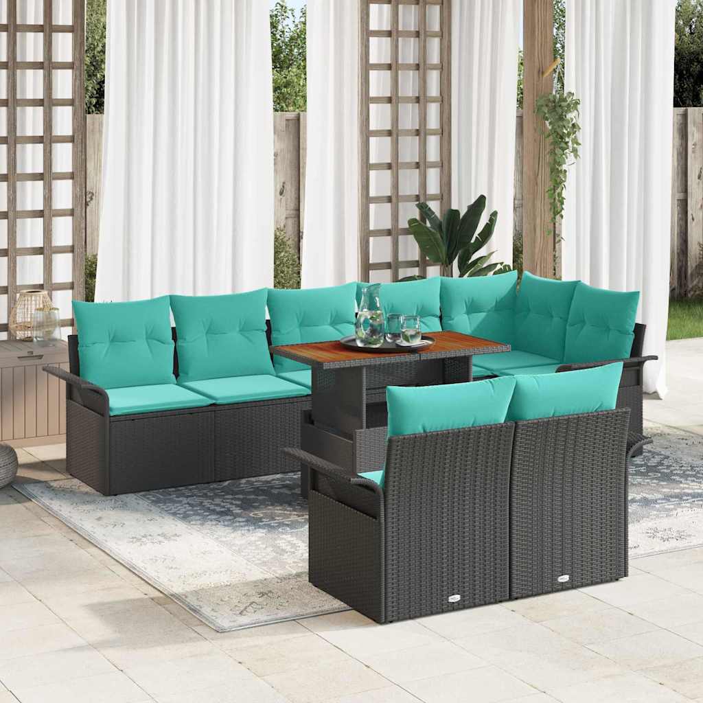 Tuin Sofa Set met opslag 9 pcs Zwart Poly riet is nu te koop bij PeponiXL, paradijselijk wonen!