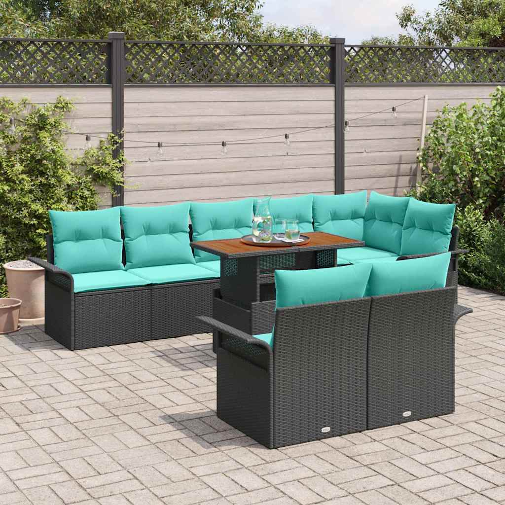 Tuin Sofa Set met opslag 9 pcs Zwart Poly riet is nu te koop bij PeponiXL, paradijselijk wonen!