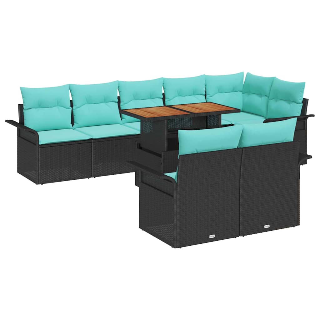 Tuin Sofa Set met opslag 9 pcs Zwart Poly riet is nu te koop bij PeponiXL, paradijselijk wonen!