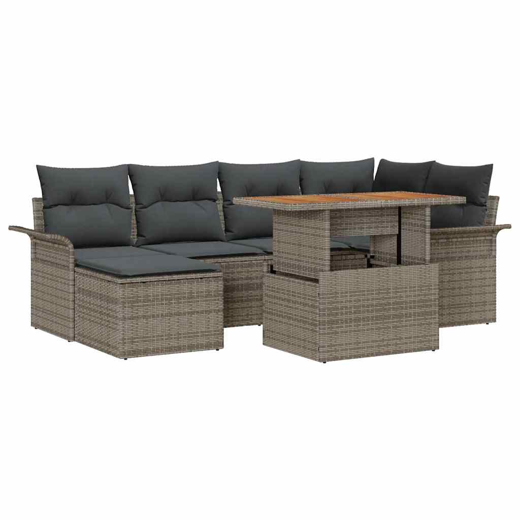 Tuin Sofa Set met opslag 7 pcs Grijs Poly riet is nu te koop bij PeponiXL, paradijselijk wonen!