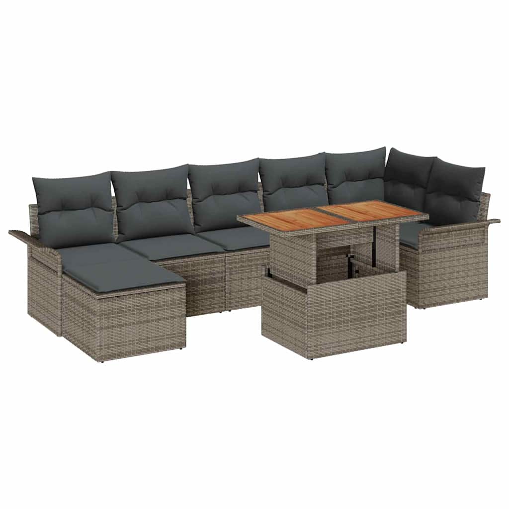 Tuin Sofa Set met opslag 8 pcs Grijs Poly riet is nu te koop bij PeponiXL, paradijselijk wonen!