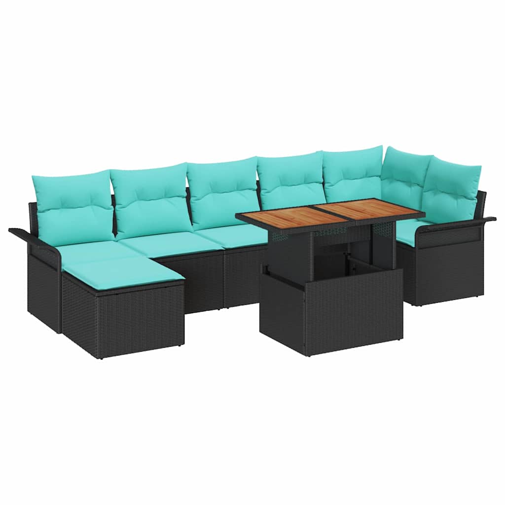 Tuin Sofa Set met opslag 8 pcs Zwart Poly riet is nu te koop bij PeponiXL, paradijselijk wonen!