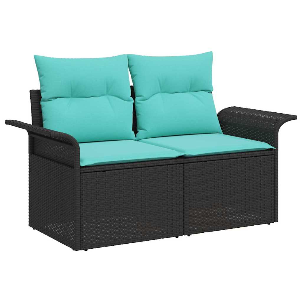 Tuin Sofa Set met opslag 10 pcs Zwart Poly riet is nu te koop bij PeponiXL, paradijselijk wonen!