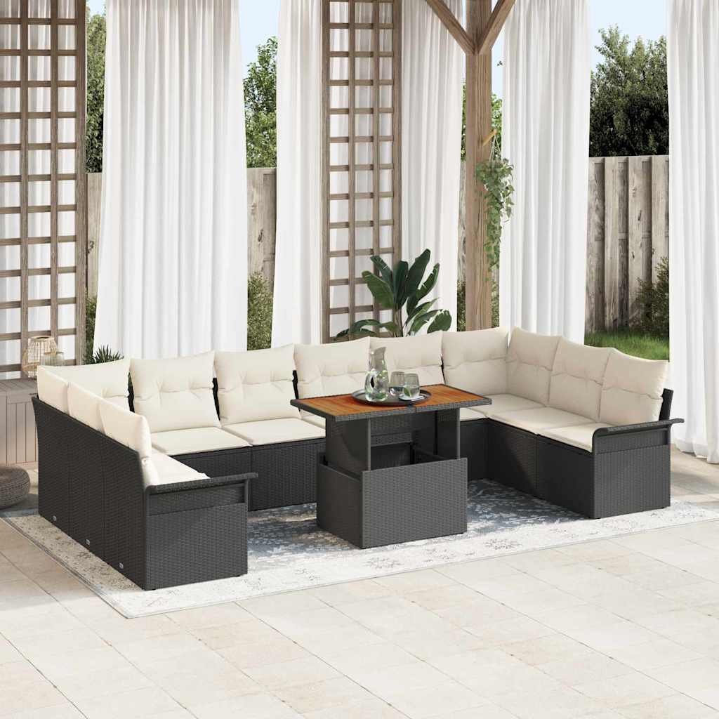 Tuin Sofa Set met opslag 9 pcs Zwart Poly riet is nu te koop bij PeponiXL, paradijselijk wonen!