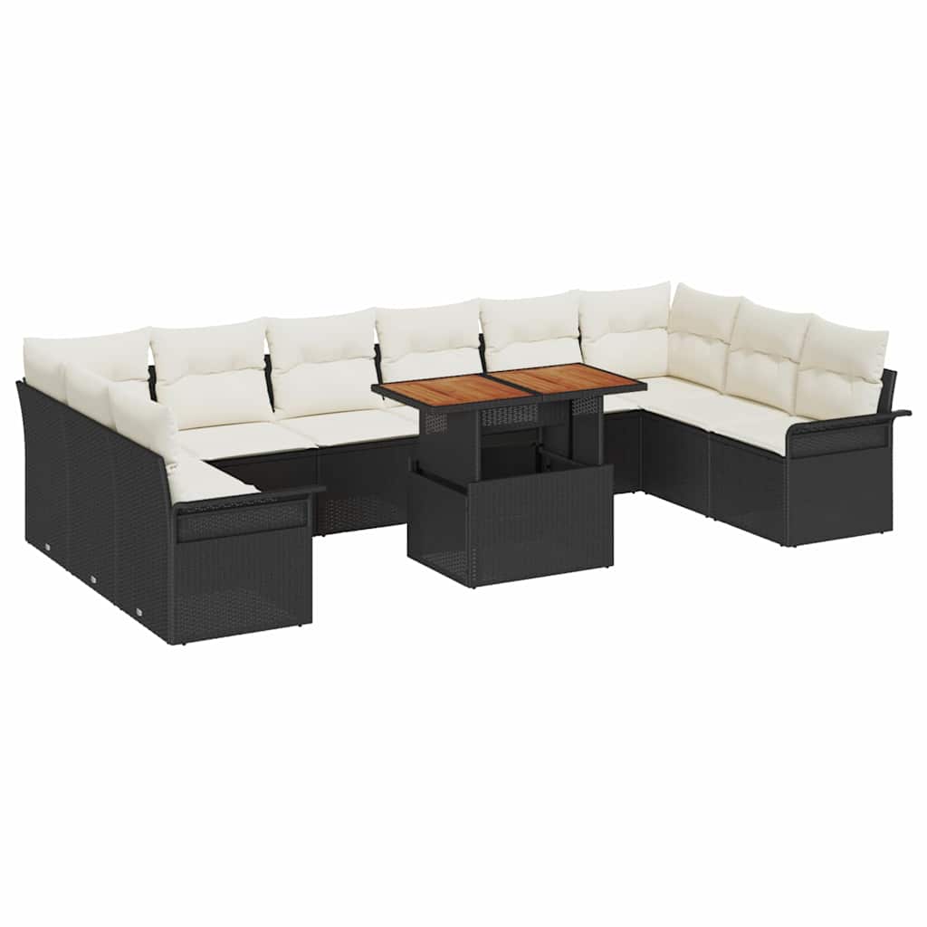 Tuin Sofa Set met opslag 9 pcs Zwart Poly riet is nu te koop bij PeponiXL, paradijselijk wonen!