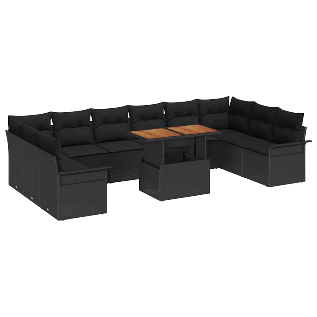 Tuin Sofa Set met opslag 9 pcs Zwart Poly riet is nu te koop bij PeponiXL, paradijselijk wonen!