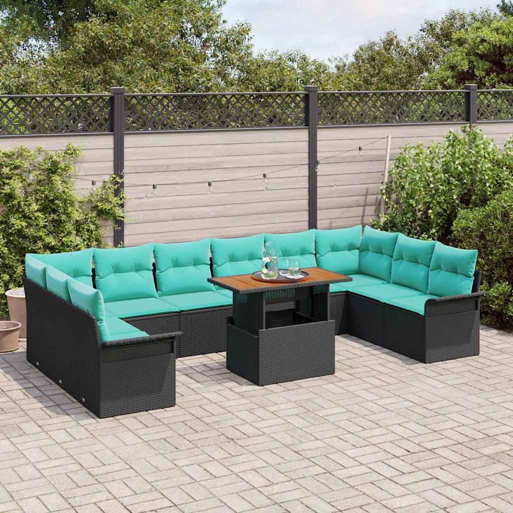 Tuin Sofa Set met opslag 11 pcs Zwart Poly riet is nu te koop bij PeponiXL, paradijselijk wonen!
