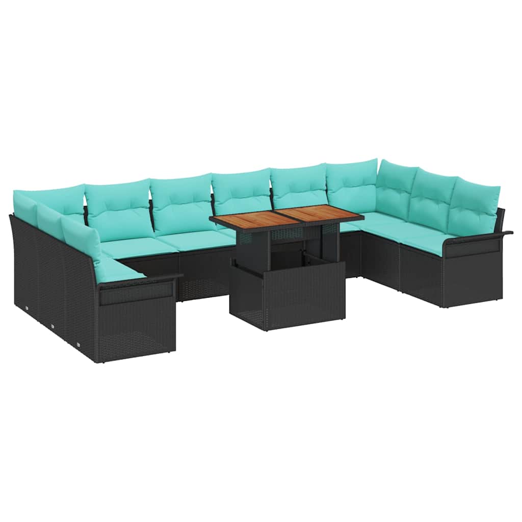 Tuin Sofa Set met opslag 11 pcs Zwart Poly riet is nu te koop bij PeponiXL, paradijselijk wonen!