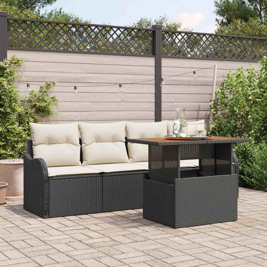 Tuinbankenset met opslag 5 pcs Zwart poly rattan is nu te koop bij PeponiXL, paradijselijk wonen!