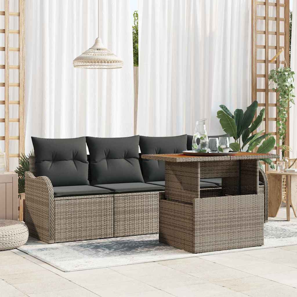 Tuinbankenset met opslag 5 pcs Grijs poly rattan is nu te koop bij PeponiXL, paradijselijk wonen!