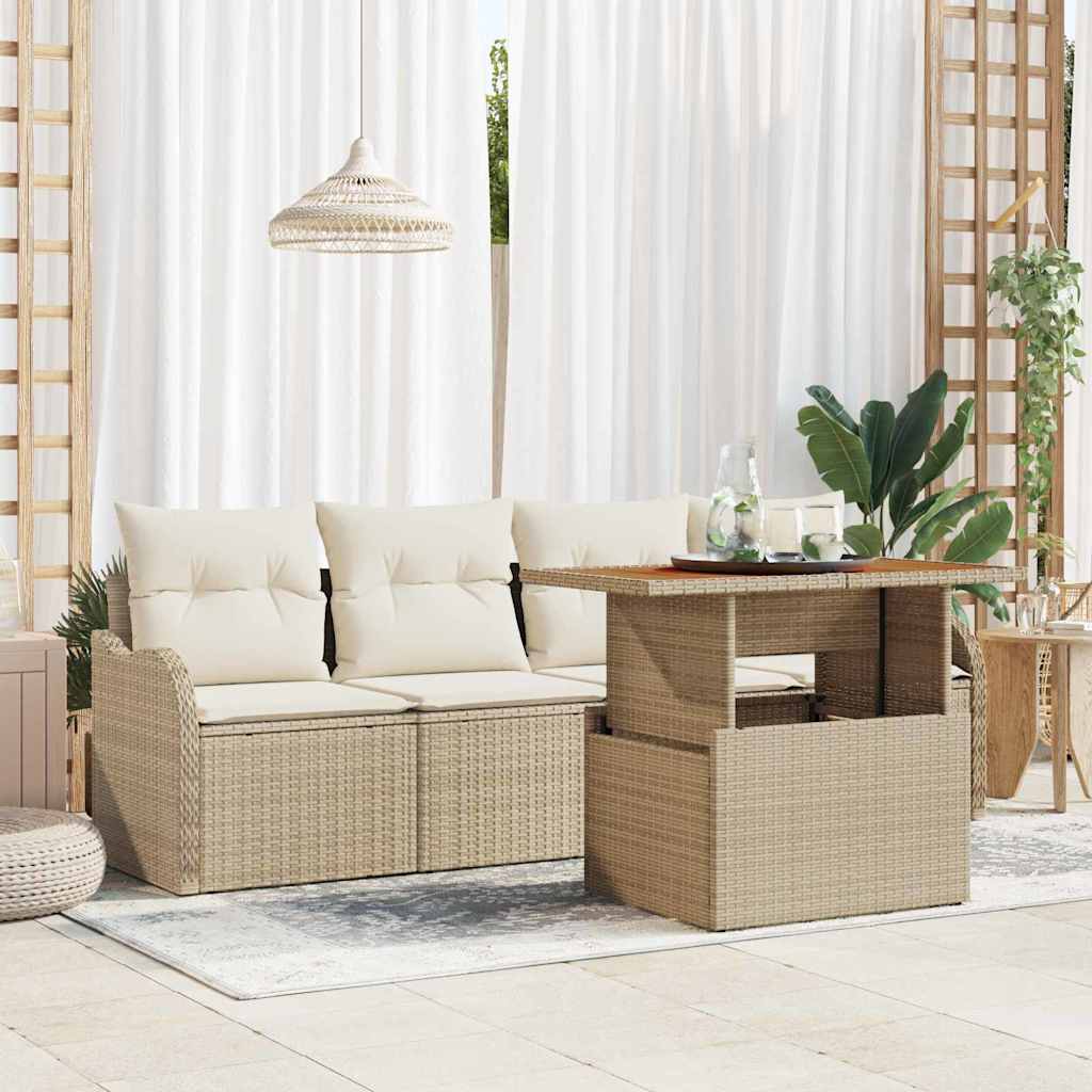 Tuinbankenset met opslag 5 pcs Beige poly rattan is nu te koop bij PeponiXL, paradijselijk wonen!