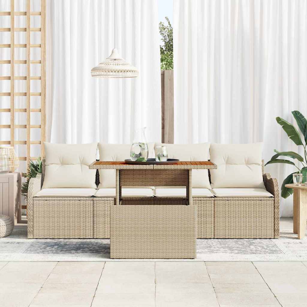 Tuinbankenset met opslag 5 pcs Beige poly rattan is nu te koop bij PeponiXL, paradijselijk wonen!