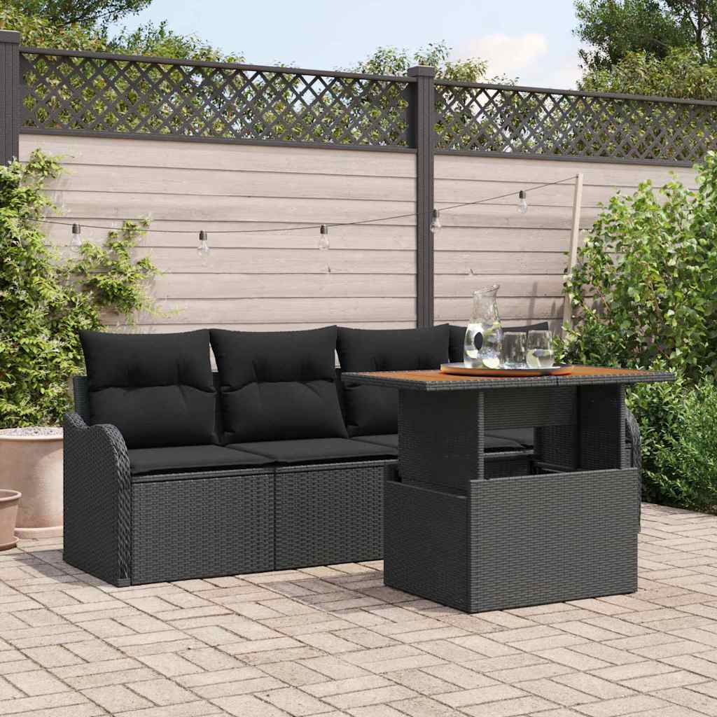 Tuinbankenset met opslag 5 pcs Zwart poly rattan is nu te koop bij PeponiXL, paradijselijk wonen!