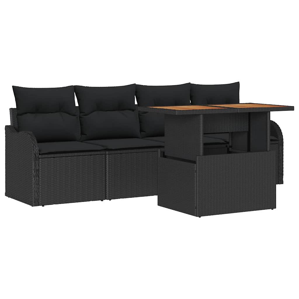 Tuinbankenset met opslag 5 pcs Zwart poly rattan is nu te koop bij PeponiXL, paradijselijk wonen!