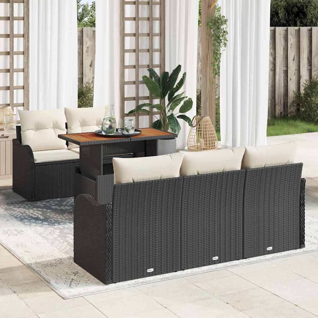 Tuin Sofa Set met opslag 6 pcs Zwart Poly riet is nu te koop bij PeponiXL, paradijselijk wonen!